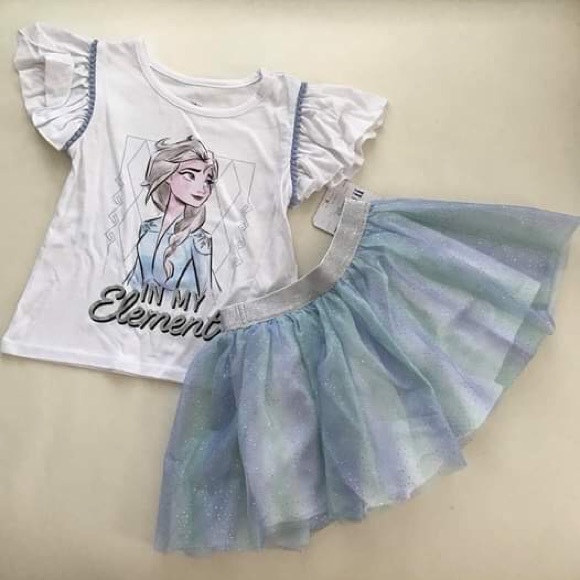 Disney Other - Disney Frozen Elsa Sparkly Skirt Set